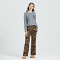 Leopard Print Long-sleeve Pajama Loungewear Grey