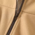 Kid Girl Zipper Detail Hooded Khaki Coat KHAKI image 3