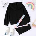 2-piece Kid Girl Tie Dye Colorblock Zipper Hooded Jacket and Pants Set Black