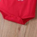 Christmas 3pcs Baby Boy/Girl Letter Print Red Long-sleeve Romper and Plaid Trousers Set Colorful