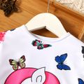 Baby/Toddler Girl Unicorn Butterfly Floral Print Long-sleeve Dress White image 4