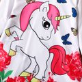 Baby/Toddler Girl Unicorn Butterfly Floral Print Long-sleeve Dress White image 2