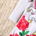Baby/Toddler Girl Unicorn Butterfly Floral Print Long-sleeve Dress White image 5
