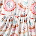 2-piece Toddler Girl Ruffled Rabbit Donut Print Long-sleeve Dress and Headband Set Multi-color image 4