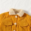Toddler Girl Lapel Collar Button Design Fuzzy Fleece Lined Corduroy Coat Ginger