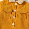 Toddler Girl Lapel Collar Button Design Fuzzy Fleece Lined Corduroy Coat Ginger