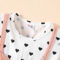 Baby Girl Love Heart Print Long-sleeve Splicing Solid Bowknot Dress Pink