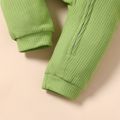 Baby Girl Ribbed Green/White Avocado Print Long-sleeve Zip Jumpsuit Green