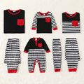 Christmas Striped Color Block Family Matching Long-sleeve Pajamas Sets (Flame Resistant) Black/White