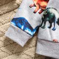 2-piece Toddler Boy Animal Dinosaur Print Pullover Sweatshirt and Pants Casual Set Light Grey