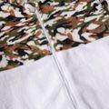 Camouflage Splicing Long-sleeve Flannel Full Zip Hoodies for Mom and Me Beige