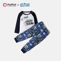 Smurfs Family Matching Merry Christmas Top and Allover Pants Pajamas Sets Blue