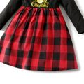 Christmas Deer and Letter Print Red Plaid Sibling Matching Long-sleeve Sets redblack
