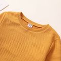 Kid Boy/Kid Girl Textured Solid Color Round-collar Sweatshirt Ginger