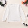 Kid Boy/Kid Girl Textured Solid Color Round-collar Sweatshirt White image 1