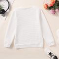 Kid Boy/Kid Girl Textured Solid Color Round-collar Sweatshirt White image 2