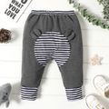 Baby Boy Solid Striped Striped Elasticized Waist Pants Set Grey
