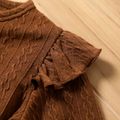 Baby Girl Solid Cable Knit Ruffle Long-sleeve Button Down Cardigan Brown