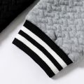 2-piece Kid Boy Textured Colorblock Striped Zipper Bomber Jacket and Pants Casual Set Black image 4