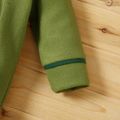 Baby Solid Thickened Long-sleeve Hooded Zip Jumpsuit Green