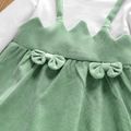 Toddler Girl Faux-two Bowknot Design Strap Long-sleeve Dress Mint Green