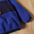 Fluffy Color Block Stand Collar Long-sleeve Orange or Blue Toddler Padded Coat Jacket Blue