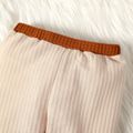 2pcs Baby Boy Color Block Waffle Loungewear Top and Trousers Set Apricot image 4