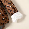 Baby Girl Hollow Out Ruffle Collar Brown Leopard Long-sleeve Romper Brown