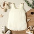 Baby Girl/Boy Button Design Solid Color Sleeveless Knit Romper Creamy White