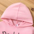 2-piece Toddler Girl Letter Print Hoodie and Colorblock Pants Set Pink image 3