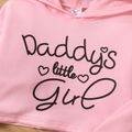 2-piece Toddler Girl Letter Print Hoodie and Colorblock Pants Set Pink
