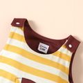 Baby Boy Brown Splicing Striped Sleeveless Jumpsuit Color block