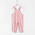 Toddler Girl Cat Embroidered Solid Color Overalls Pink image 2
