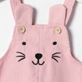 Toddler Girl Cat Embroidered Solid Color Overalls Pink