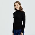 Minimalist High Collar Long-sleeve Black Sweater Black image 3