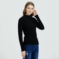 Minimalist High Collar Long-sleeve Black Sweater Black image 2