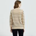 Khaki Stripe Half Button Long-sleeve Sweater Khaki