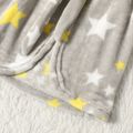 Star Allover Belt Decor Hooded Fluffy Long-sleeve Grey Toddler Pajamas Light Grey