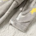 Star Allover Belt Decor Hooded Fluffy Long-sleeve Grey Toddler Pajamas Light Grey