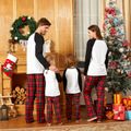 Christmas Deer and Letter Print Family Matching Raglan Long-sleeve Red Plaid Pajamas Sets (Flame Resistant) White