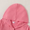 Kid Girl Stars Embroidered Zipper Hooded Jacket Sweatshirt Hot Pink