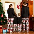Christmas Moose and Letter Print Family Matching Black Long-sleeve Pajamas Sets (Flame Resistant) Black