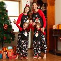 Christmas Cartoon Santa and Snowflake Print Black Family Matching Raglan Long-sleeve Pajamas Sets (Flame Resistant) Black image 2