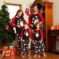Christmas Cartoon Santa and Snowflake Print Black Family Matching Raglan Long-sleeve Pajamas Sets (Flame Resistant) Black image 5