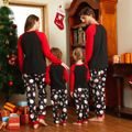 Christmas Cartoon Santa and Snowflake Print Black Family Matching Raglan Long-sleeve Pajamas Sets (Flame Resistant) Black image 3