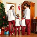 Christmas Reindeer and Letter Print Family Matching Raglan Long-sleeve Red Plaid Pajamas Sets (Flame Resistant) Black/White/Red