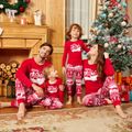 Christmas Car and Letter Print Snug Fit Red Family Matching Long-sleeve Pajamas Sets Red image 2