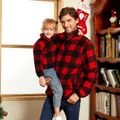 Christmas Buffalo Plaid Family Matching Long-sleeve Zip Placket Tops redblack