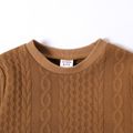 Kid Boy Casual Cable Knit Textured Sweatshirt Khaki image 3