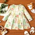 Baby Girl All Over Forest Animal Print Long-sleeve Dress Multi-color